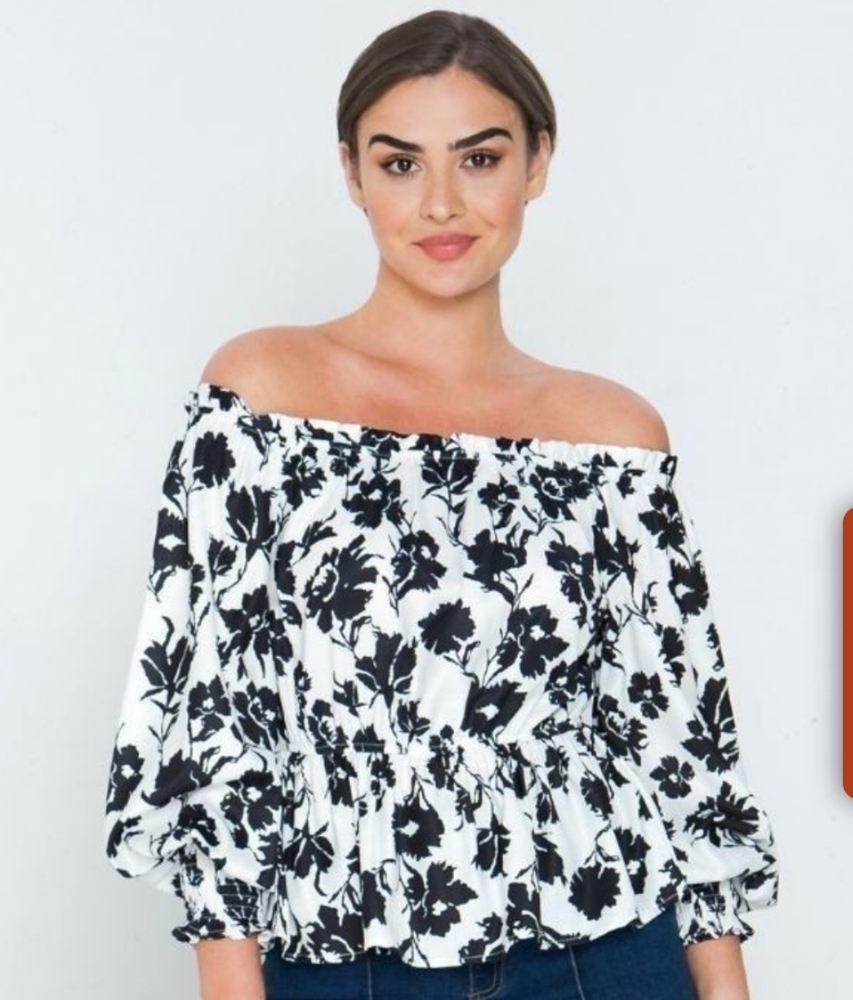 Calin off shoulder printed shirt‎